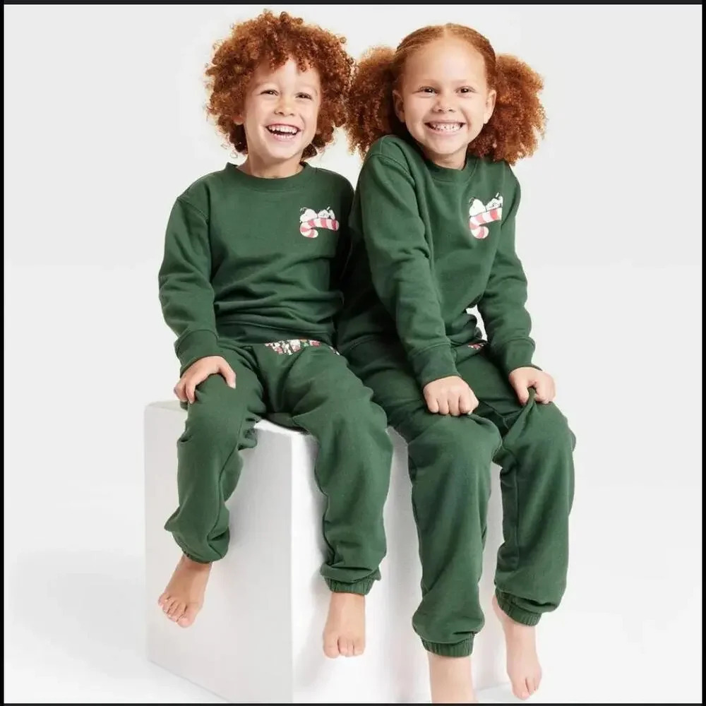 NWT Peanuts Snoopy Christmas Pullover Crewneck Sweatshirt Size 12m Green